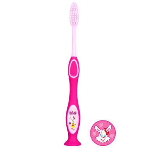 Chicco Milk Teeth Toothbrush 3-6 Years Παιδική Οδοντόβουρτσα Ιδανική για τα Πρώτα Δόντια 1 Τεμάχιο - Ροζ